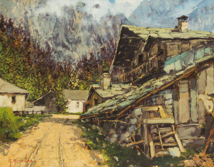 GIUSEPPE ALMONDO - ''Vecchia baita'' Gressoney Saint Jean, Valle d'Aosta, 1991