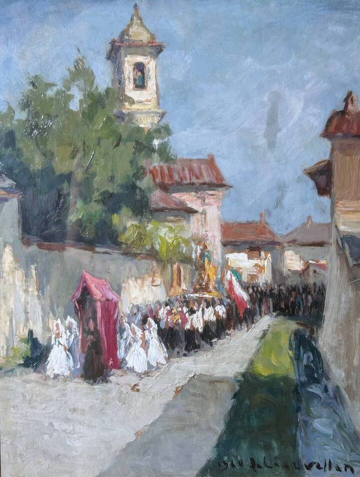 FELICE VELLAN - 'Processione a Mazzè' (Caluso) settembre 1960