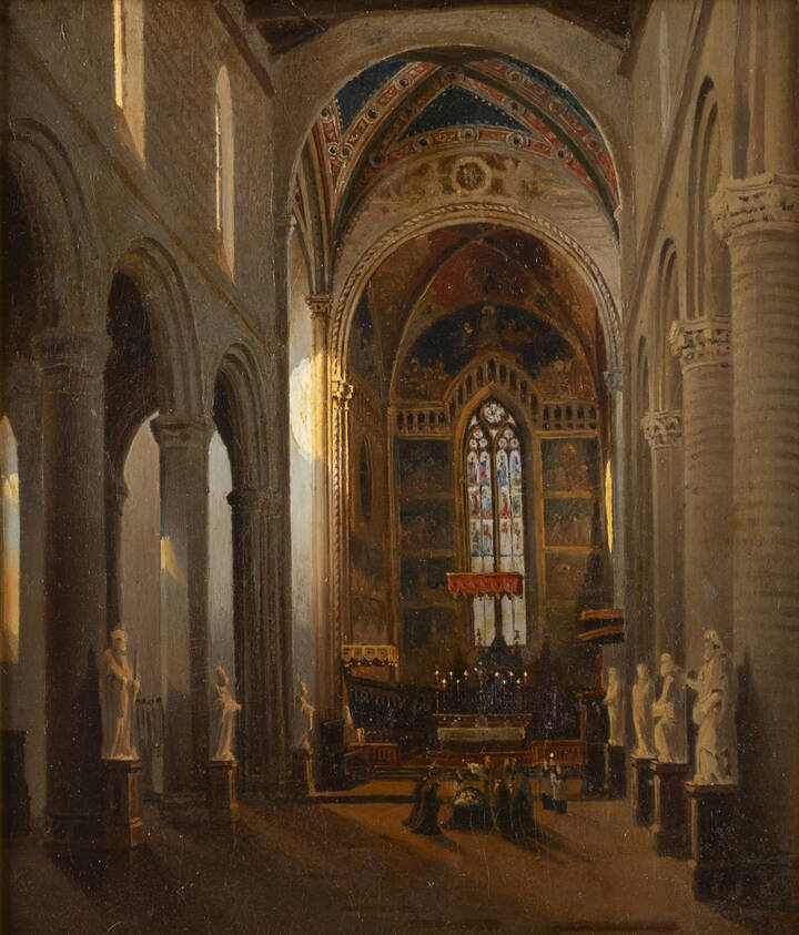 MIGLIARA GIOVANNI (ambito di) - 'Interno di chiesa'