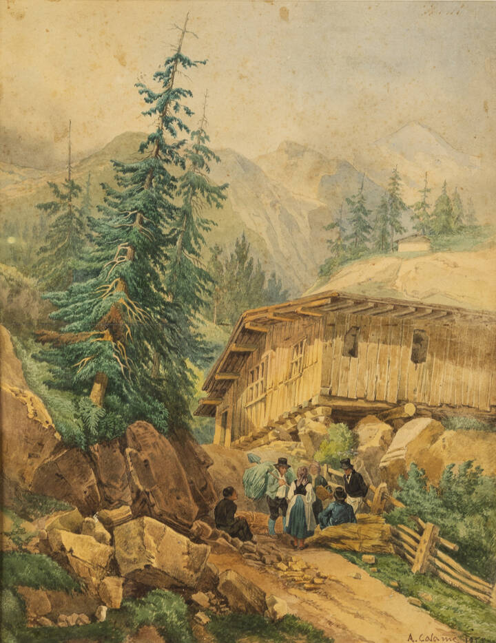 ALEXANDRE CALAME - 'Animazione in montagna', 1859<br>Da confermare valutazione