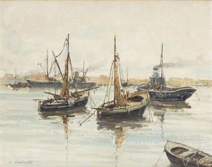 ERNESTO COMINETTI - 'Livorno. Il porto', 1973