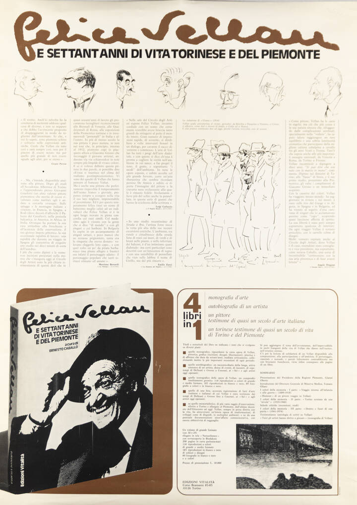 FELICE VELLAN - Manifesto 'E settant'anni di vita torinese e del piemonte' 