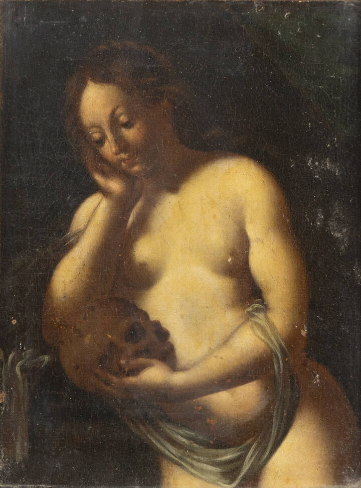 PITTORE ANONIMO - 'Vanitas (Maddalena Penitente)' XVIII secolo