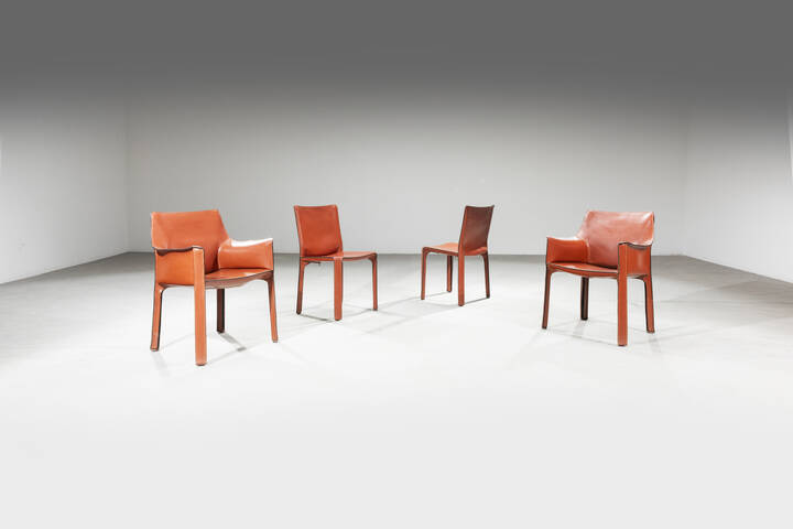 MARIO BELLINI - Coppia di poltroncine mod. X-1 e W-12 e coppia di sedie mod. I-3