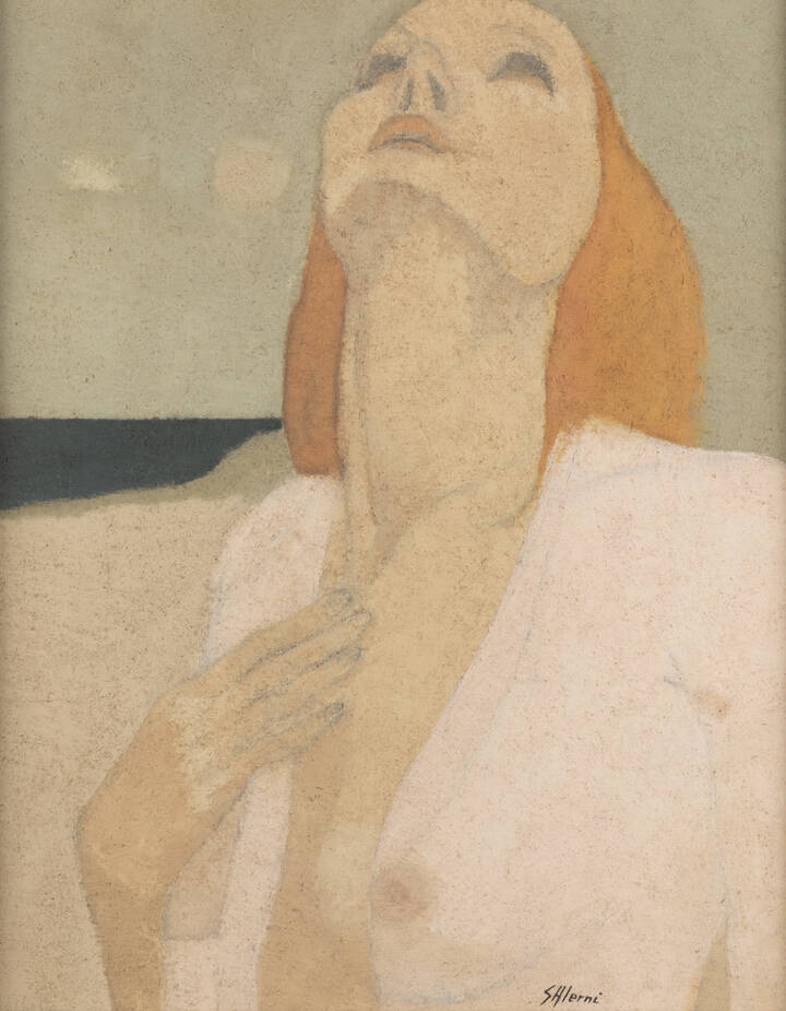 ENZO SALERNI - 'Figura con paesaggio' 1975