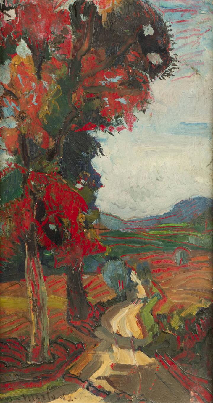 METELLO MERLO - 'Autunno in Val Ceppi (espressione in rosso)' 1942