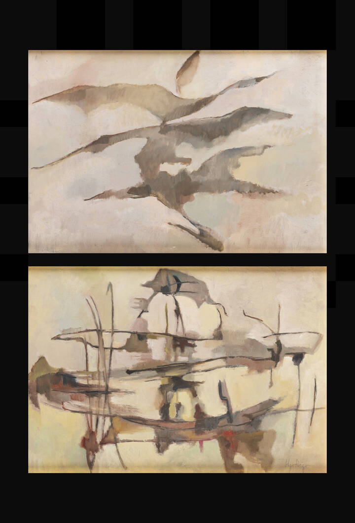 UGO POZZO - Lotto di due quadri 'Volo di uccello'