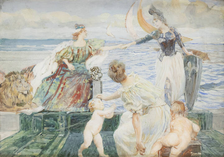 ETTORE TITO - 'Scena allegorica sul mare' 1909