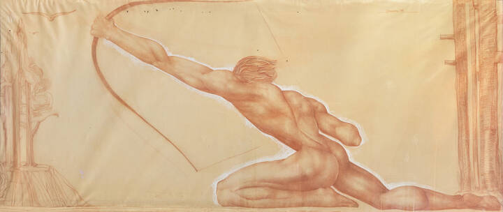 PITTORE NON IDENTIFICATO - 'Studio di arciere' 1934