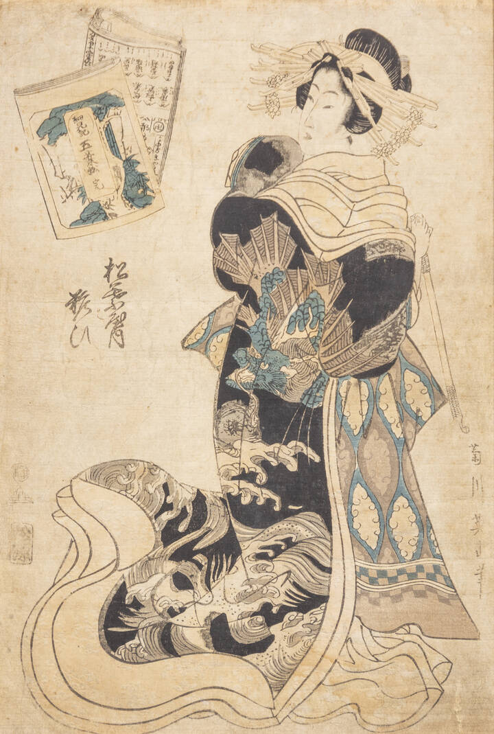 KIKUKAWA EIZAN - 'Matsubaya uchi Yosooi' ('Cortigiana alla casa verde') 