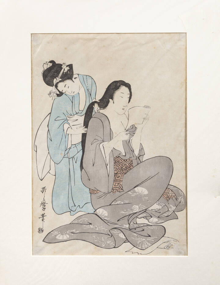 KITAGAWA UTAMARO - 'Stampa con due figure femminili'