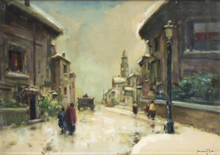 VENANZIO ZOLLA - 'Scorcio urbano con figure'