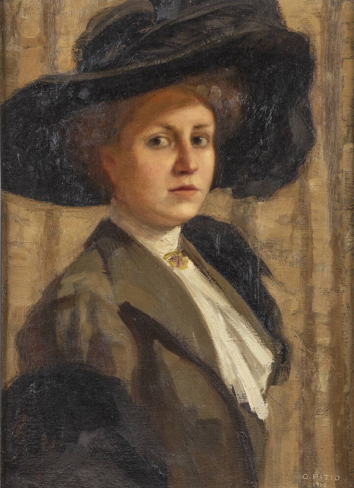 ORESTE PIZIO - 'Donna con cappello' 1913