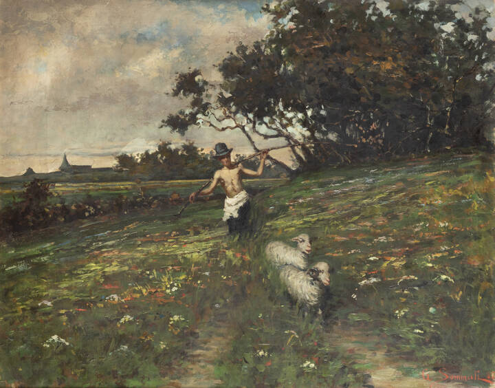 GIULIO SOMMATI DI MOMBELLO - 'Scena bucolica' 1885
