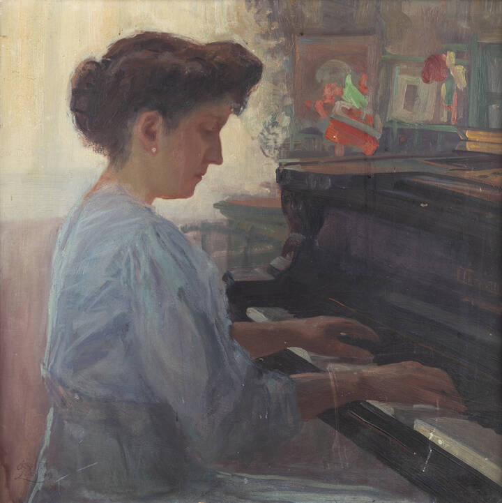 LUIGI ROSSETTI - 'Donna al pianoforte' 1909