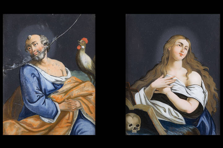 PITTORE ANONIMO - 'San Pietro' XVII secolo<br>'Maria Maddalena' XVII secolo
