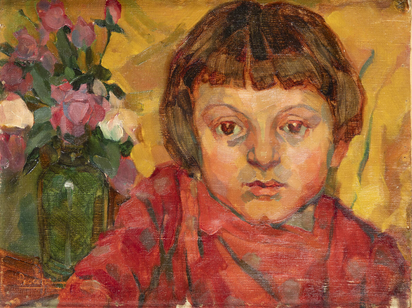 AMEDEO BOCCHI - 'Bambina e vaso di fiori'