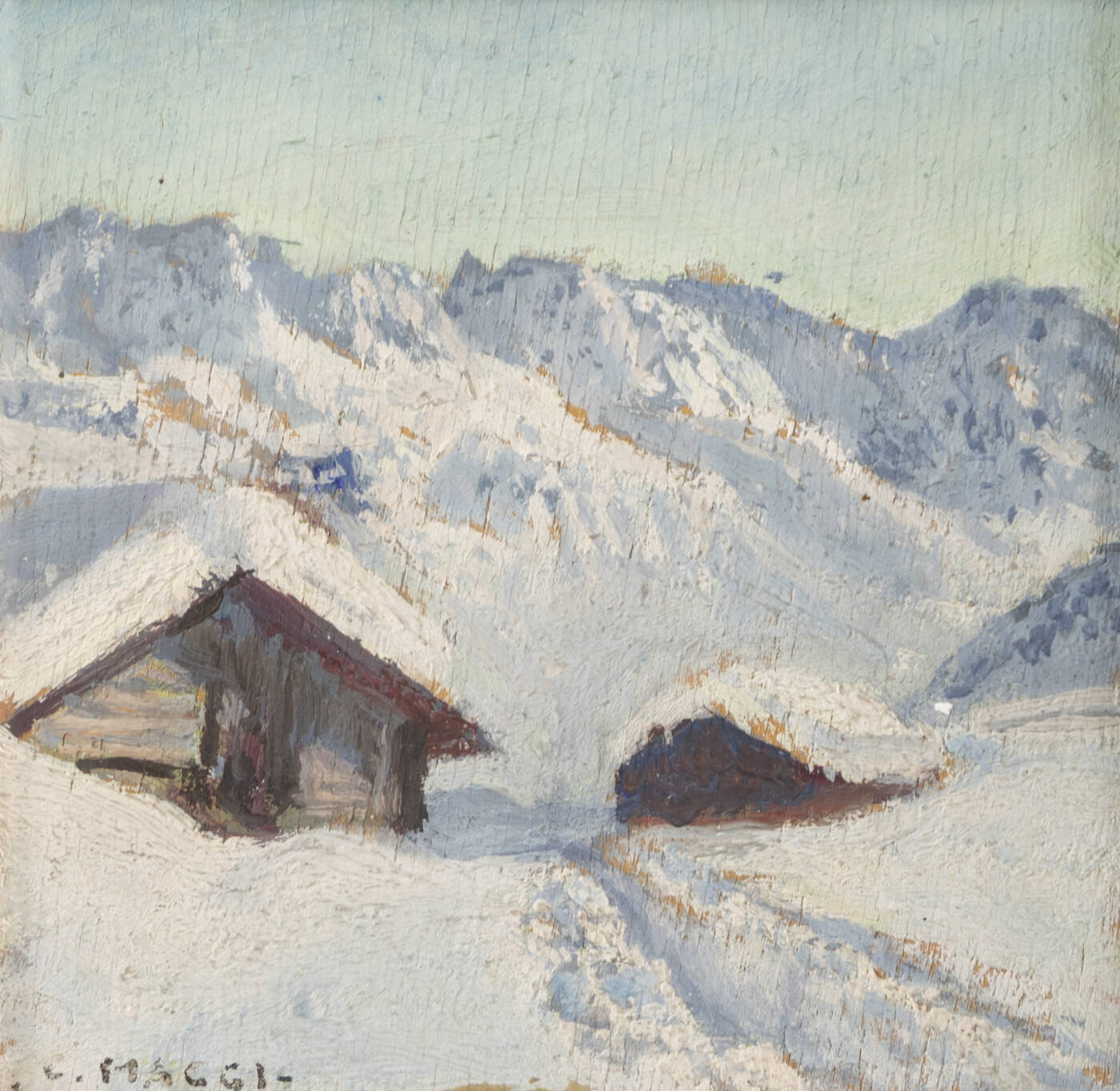 CESARE MAGGI - 'Paesaggio innevato'