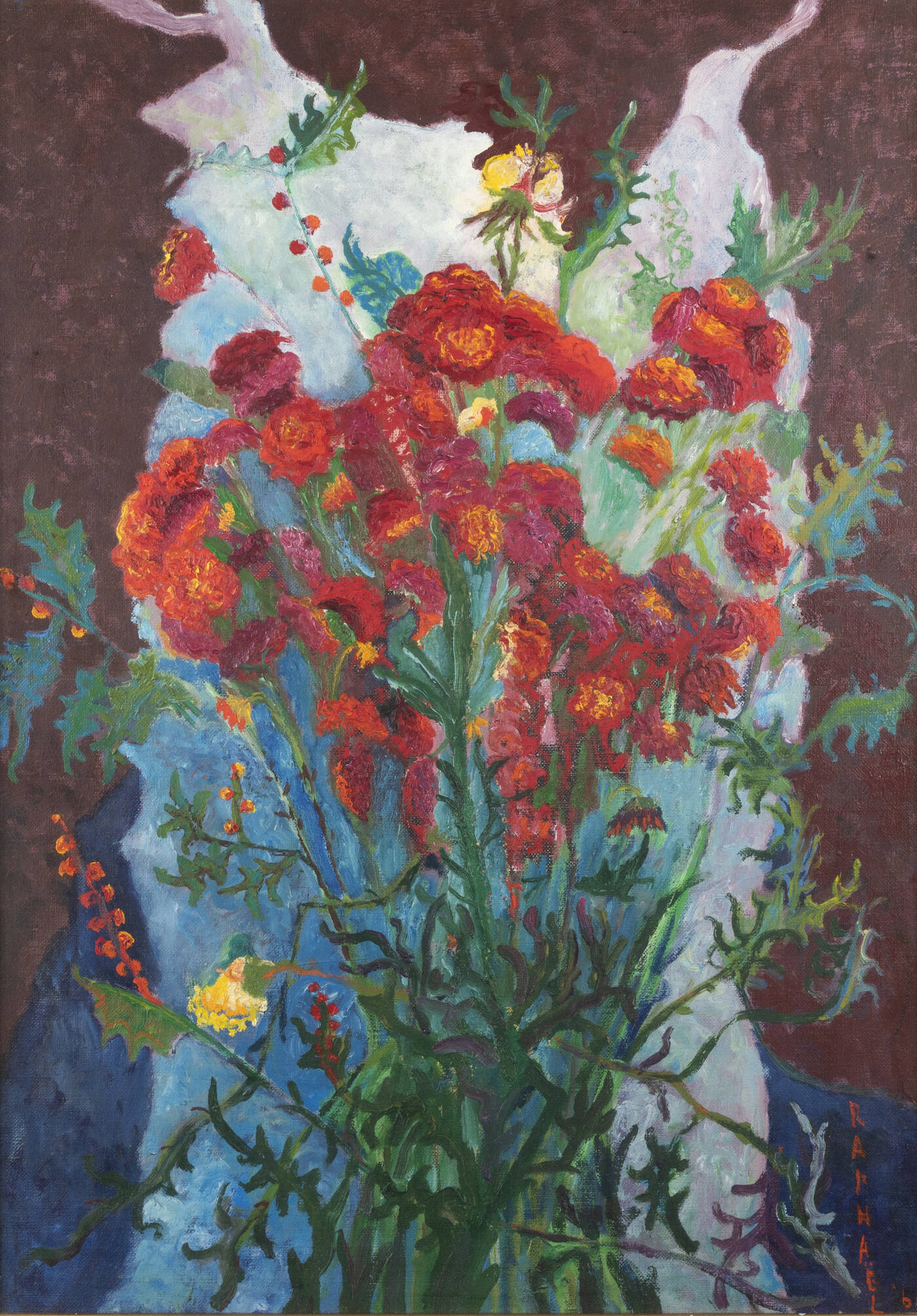 ANTONIETTA RAPHAEL MAFAI - 'Fiori sul drappo bianco' 1960