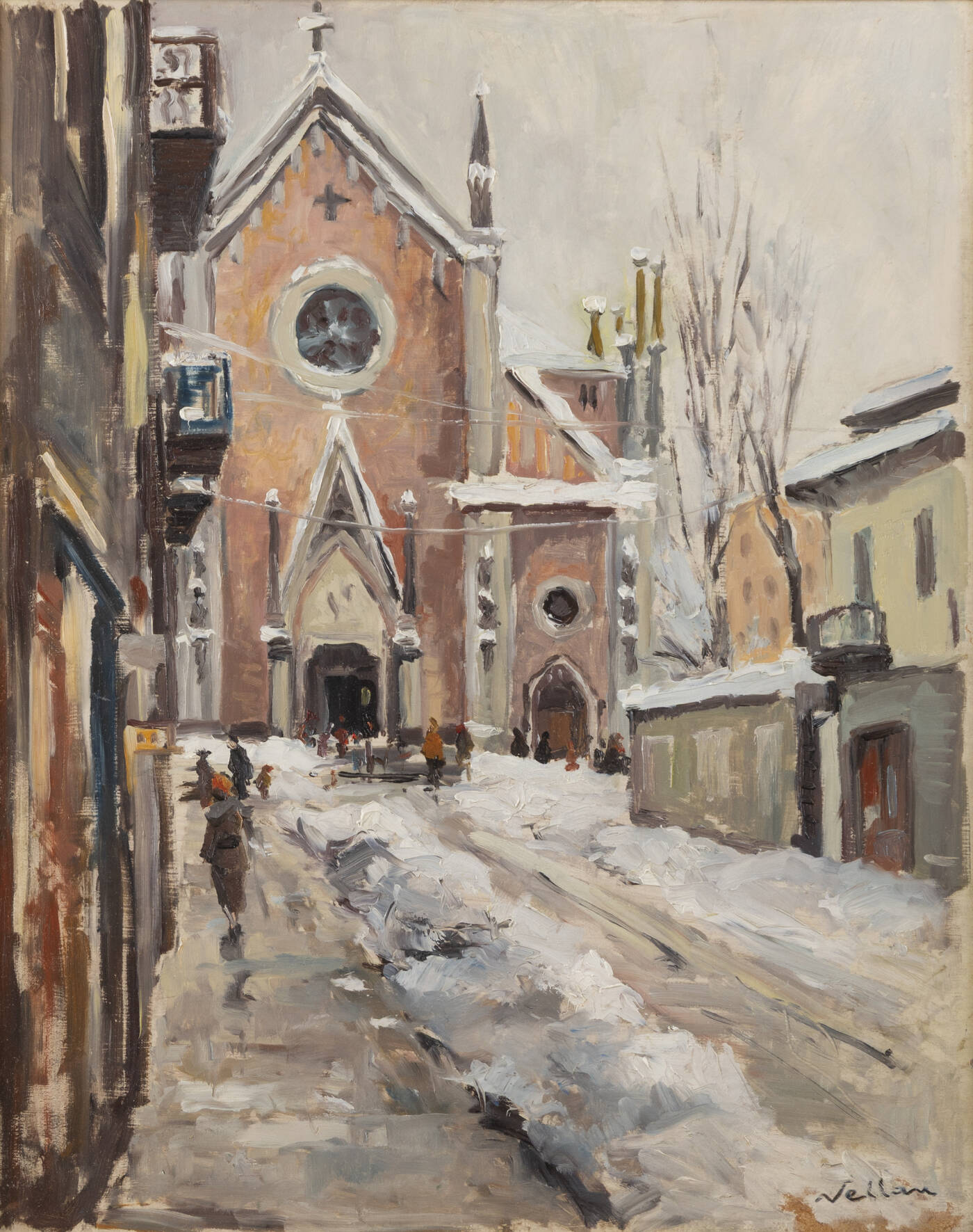 FELICE VELLAN - 'Nevicata in Piazza Santa Giulia', 1956