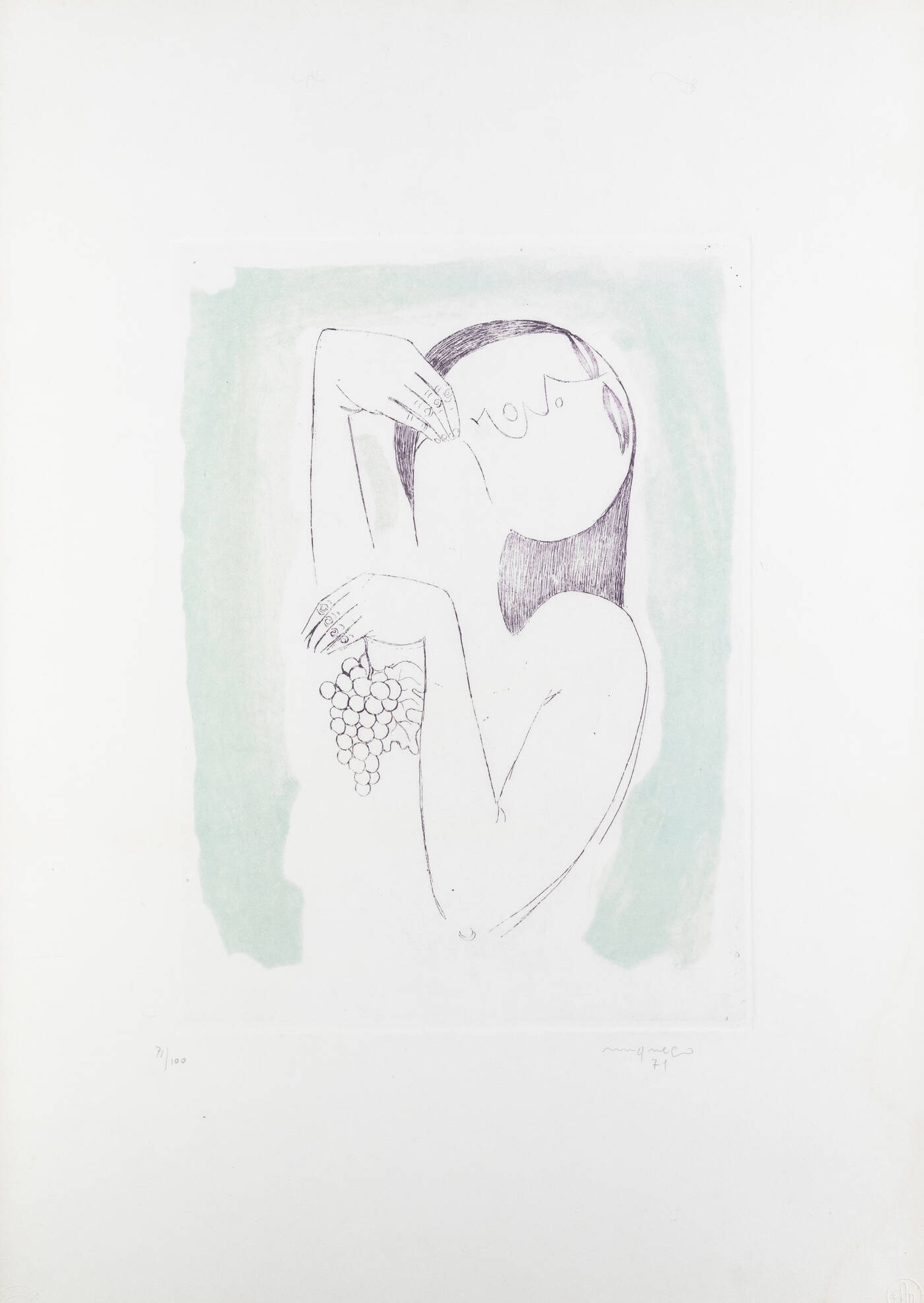 GIUSEPPE MIGNECO - 'Ragazza con grappolo d'uva'1971 