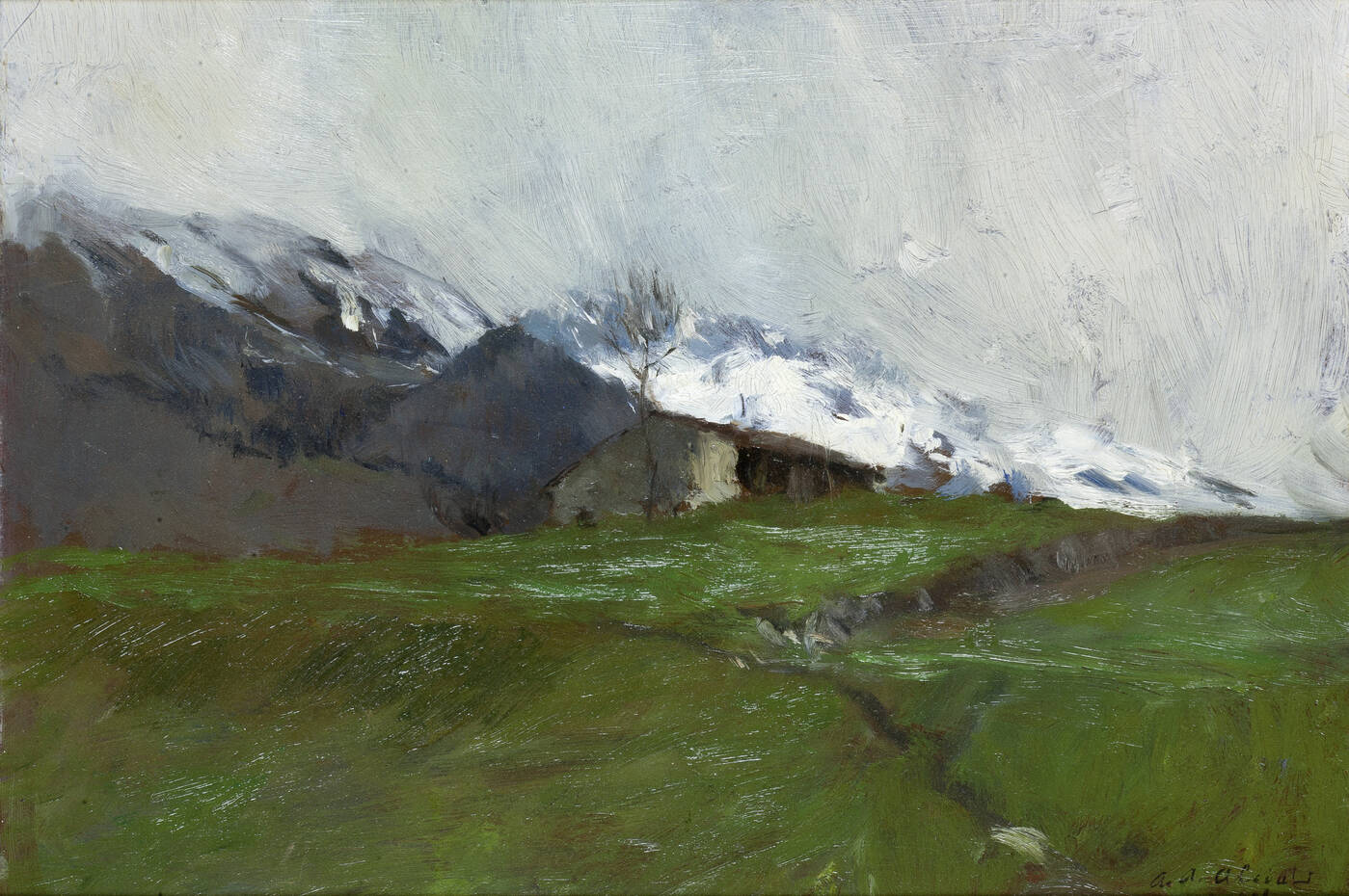 AMBROGIO ANTONIO ALCIATI - 'Baite sulla Presolana' 1908