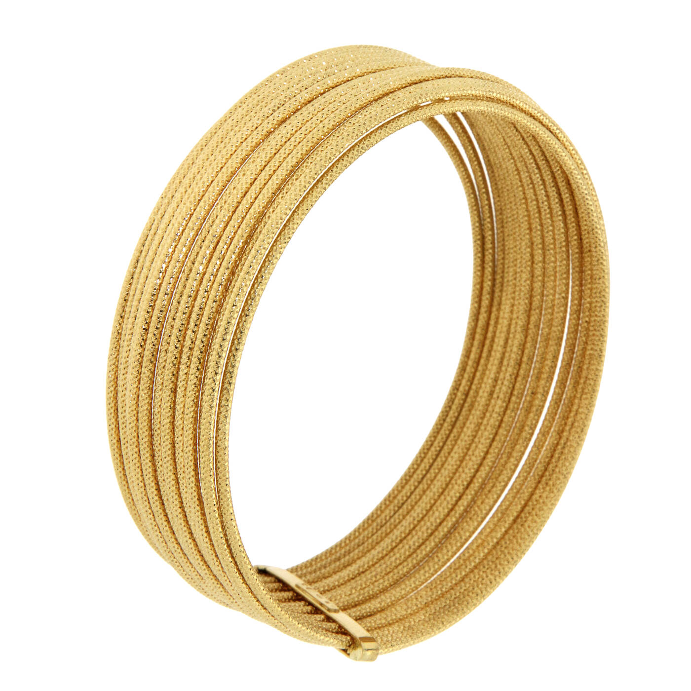BRACCIALE - Bracciale rigido in oro giallo composto da quindici cerchi lavorati