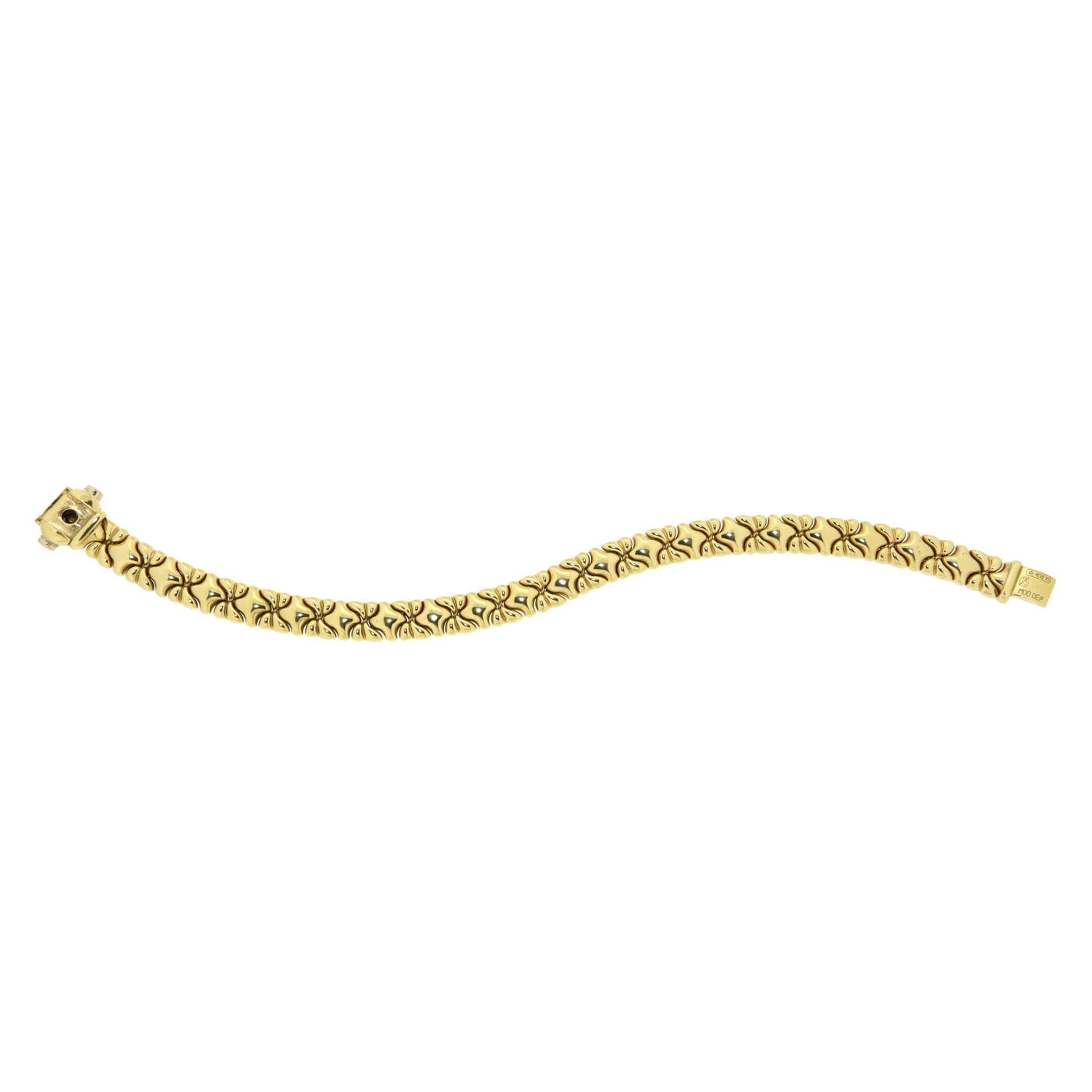 CHIMENTO - Bracciale in oro giallo e bianco lavorato a maglia, firmato 'Chimento'<br>Peso g 21,1