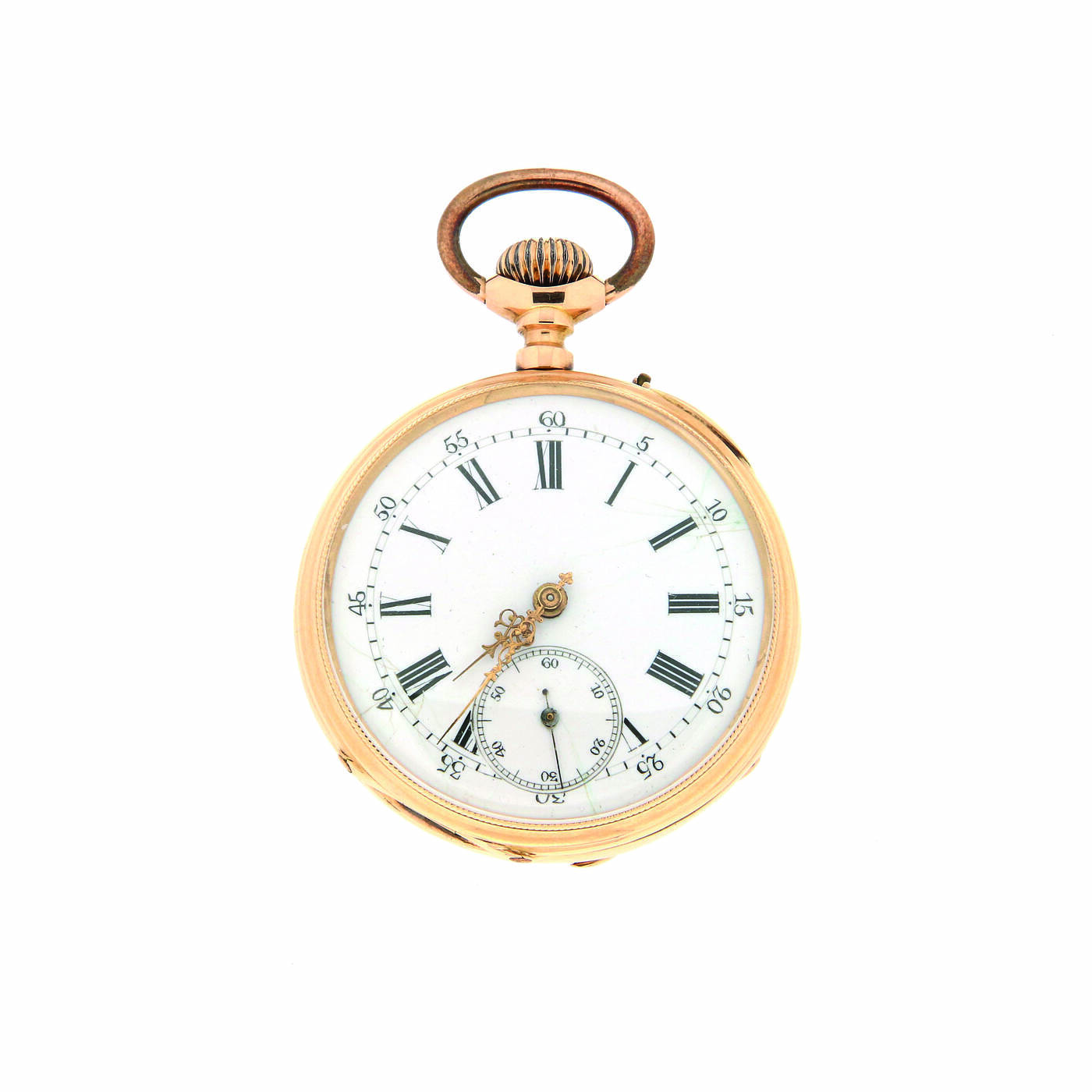 BERTHOUD FRERES - Orologio da tasca fine XIX secolo<br>Diam 46<br>Tripla cassa in oro giallo finemente incisa a rilievo con stemma sabaudo; quadrante in smalto