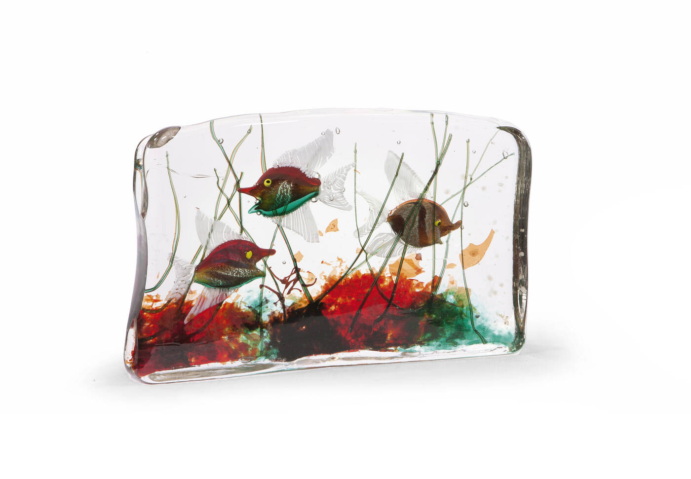 GINO CENEDESE - Acquario in vetro sommerso con pesci policromi.