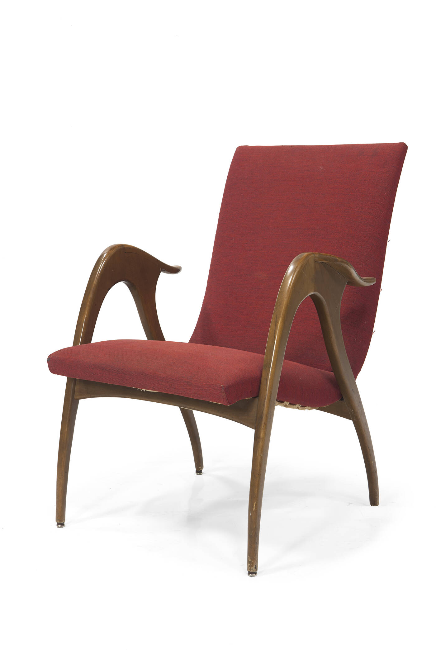 BRUNO MATHSON - Poltrona con struttura in legno e imbottitura rivestita in tessuto.