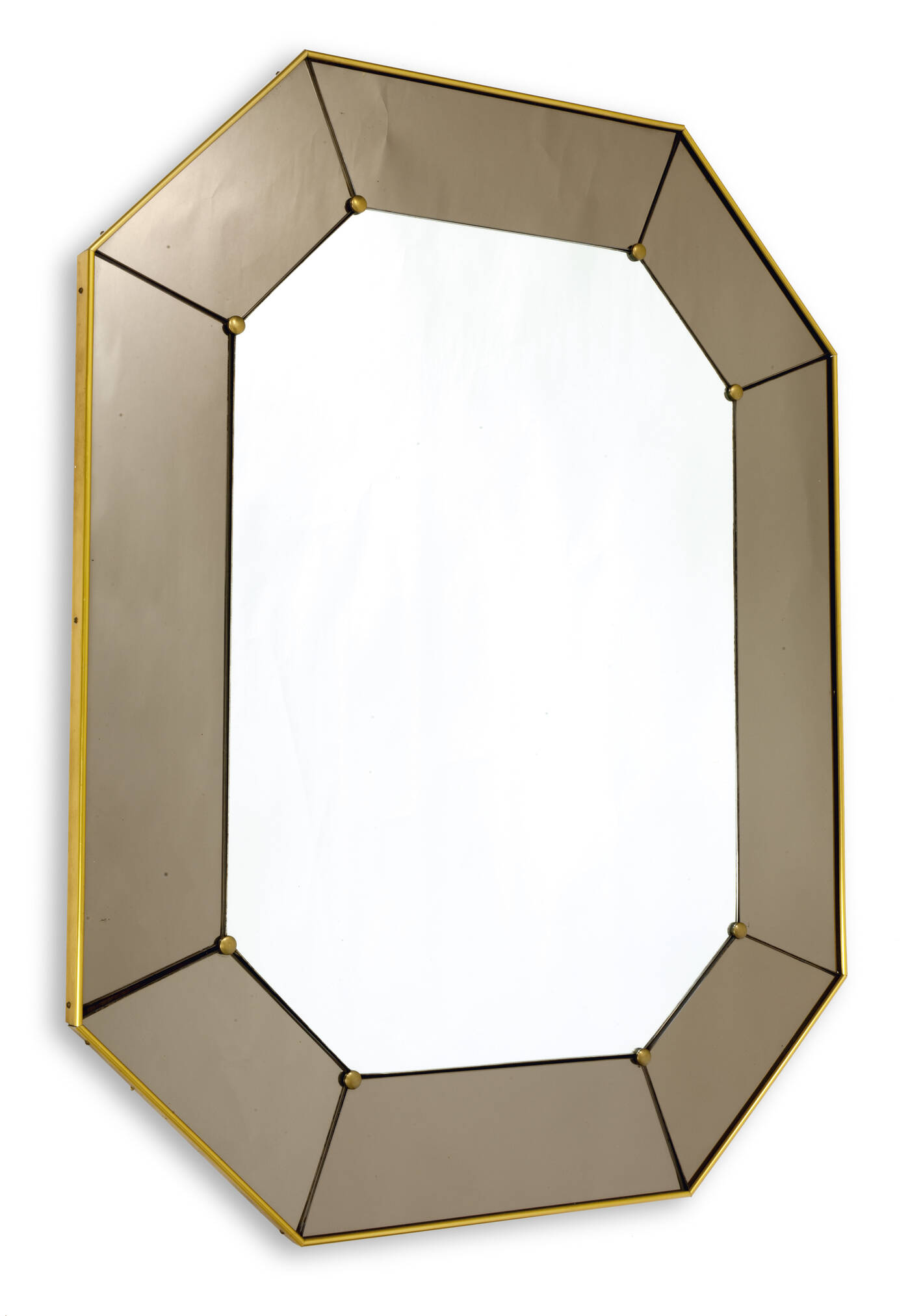 CRISTAL ART - Specchio da parete con struttura in legno e cristallo colorato molato.