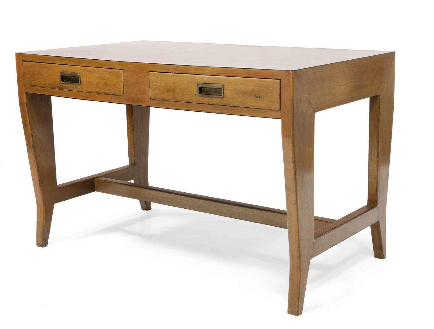 GIO PONTI - Scrivania in legno di noce e ottone, piano in formica. Prodotta per la Banca Nazionale del Lavoro