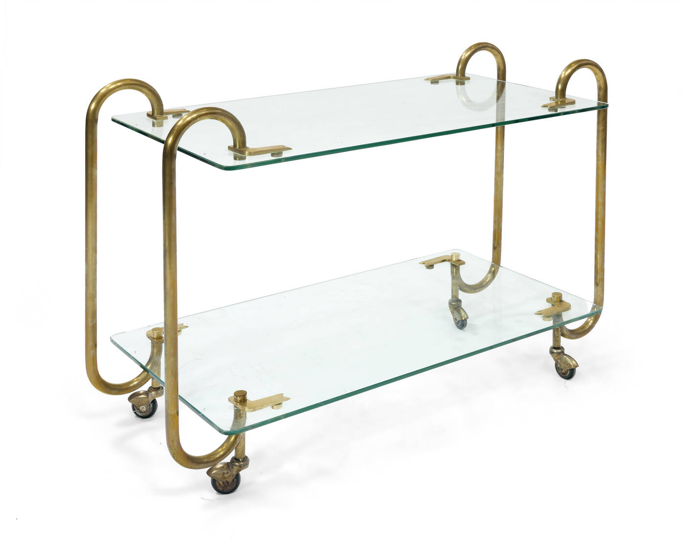 FONTANA ARTE - Carrello in ottone e cristallo temperato.