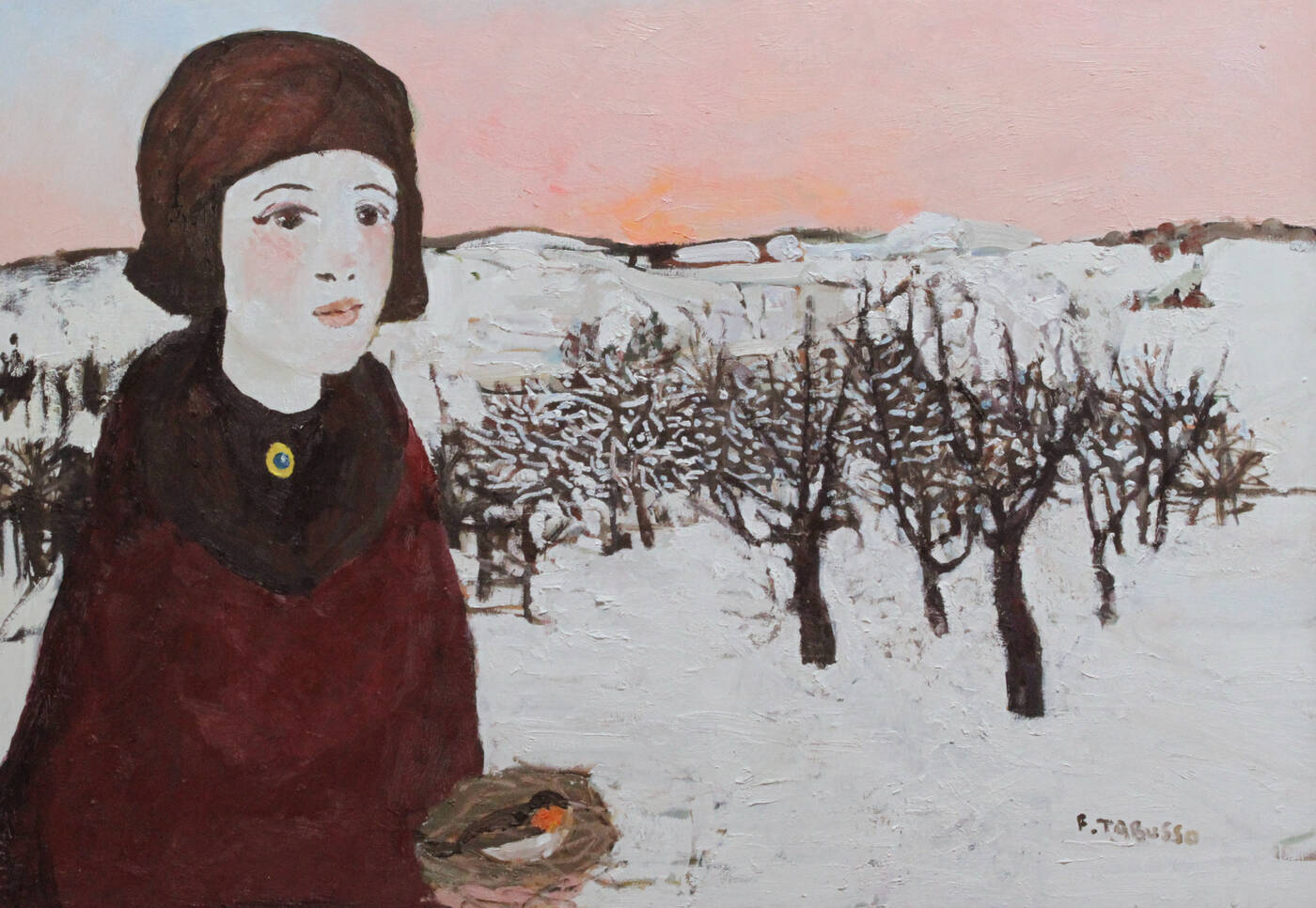 FRANCESCO TABUSSO - 'Ragazza con nido nella neve' 2000
