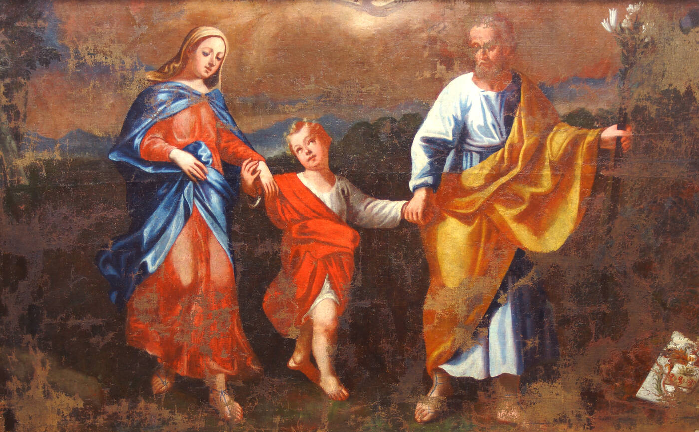 PITTORE ANONIMO - 'Sacra famiglia', epoca XVIII secolo