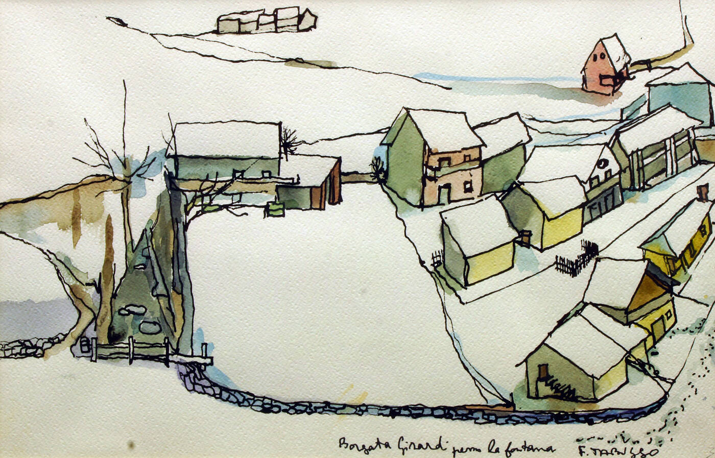 FRANCESCO TABUSSO - 'Borgata Girardi presso la fontana'