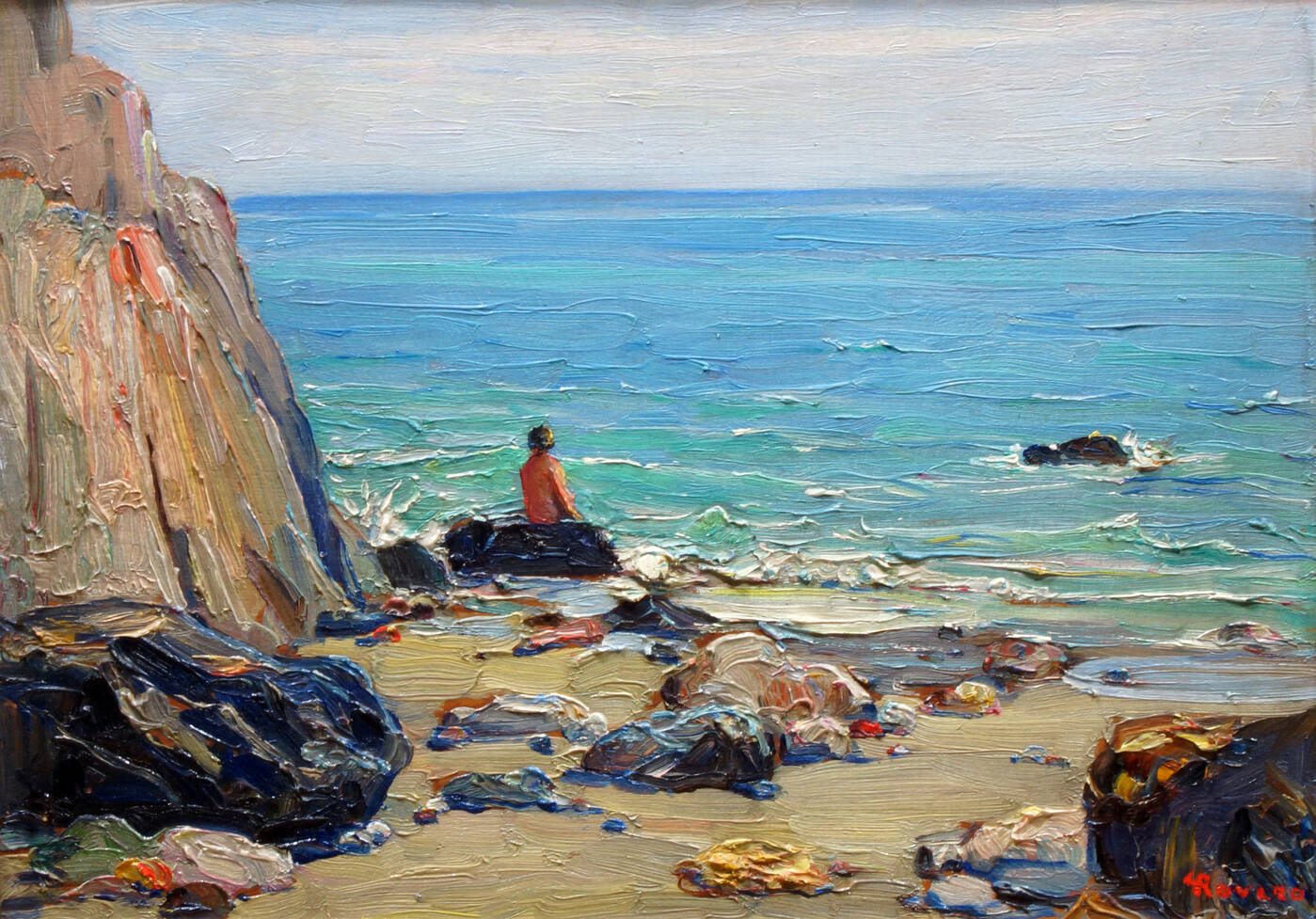 GIOVANNI ROVERO - ' Marina con figura'