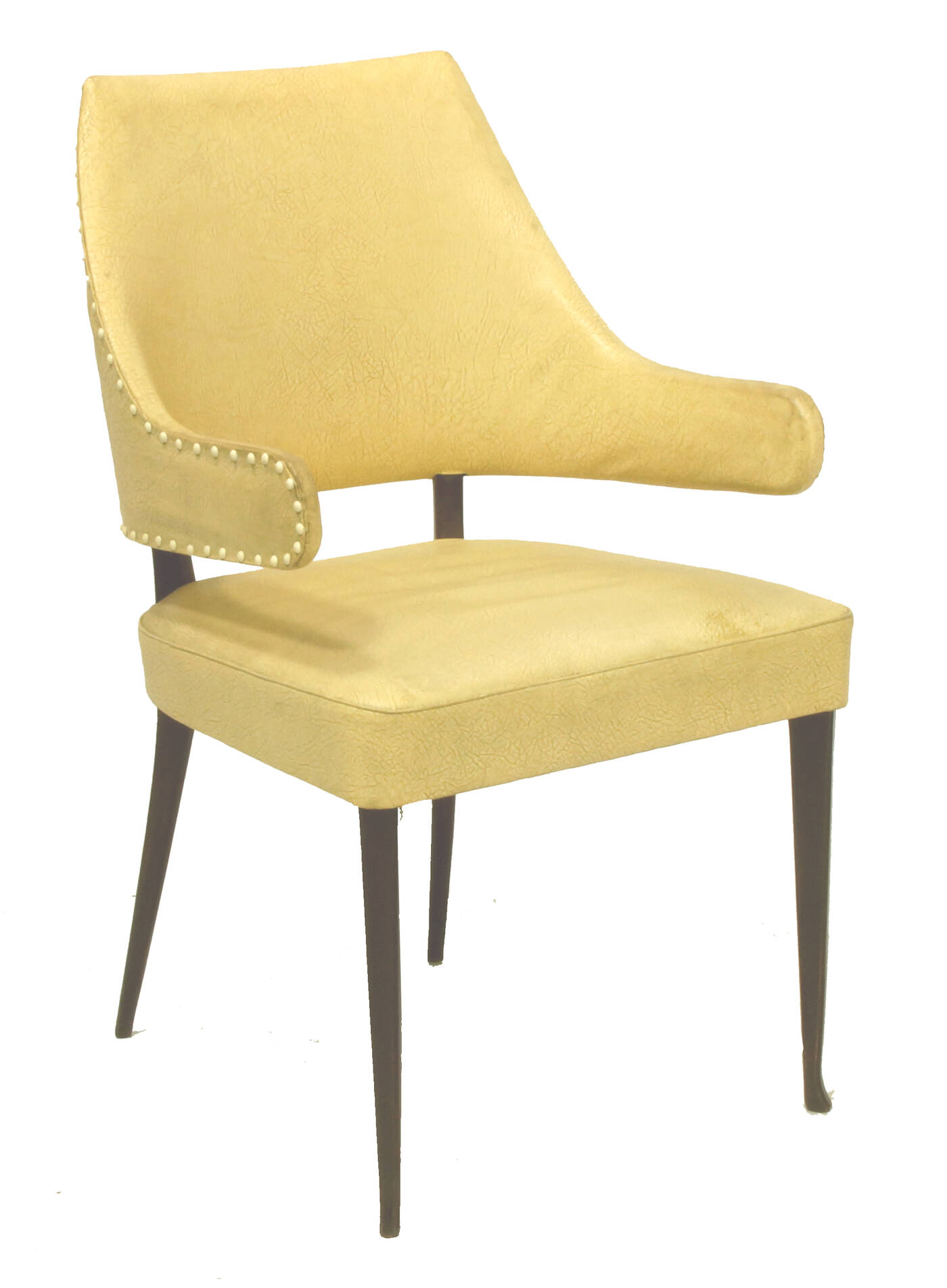 OSVALDO BORSANI, attribuito - Poltroncina con struttura in legno, sedili e schienali rivestiti in skai.