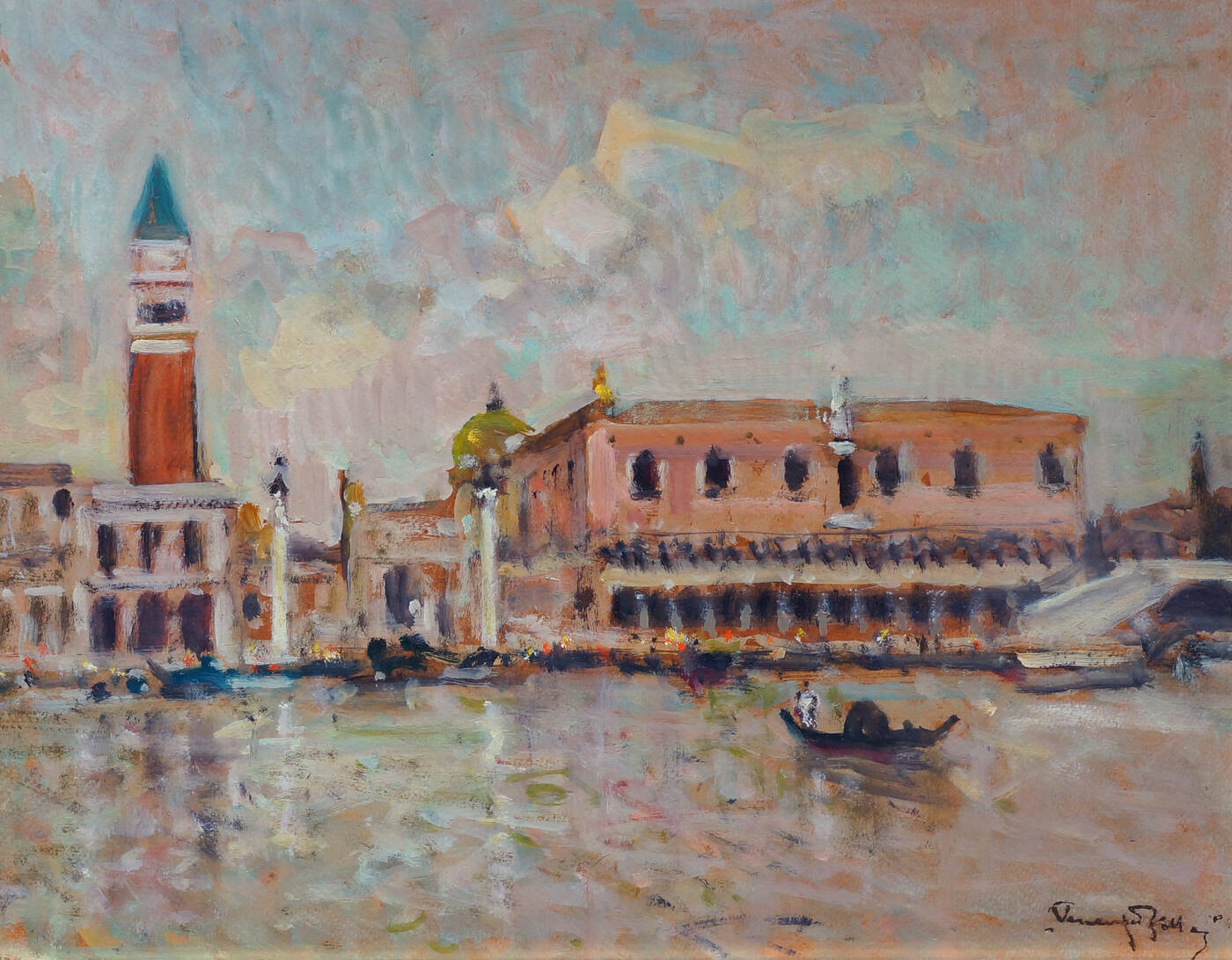 VENANZIO ZOLLA - 'Riva degli Schiavoni a Venezia'