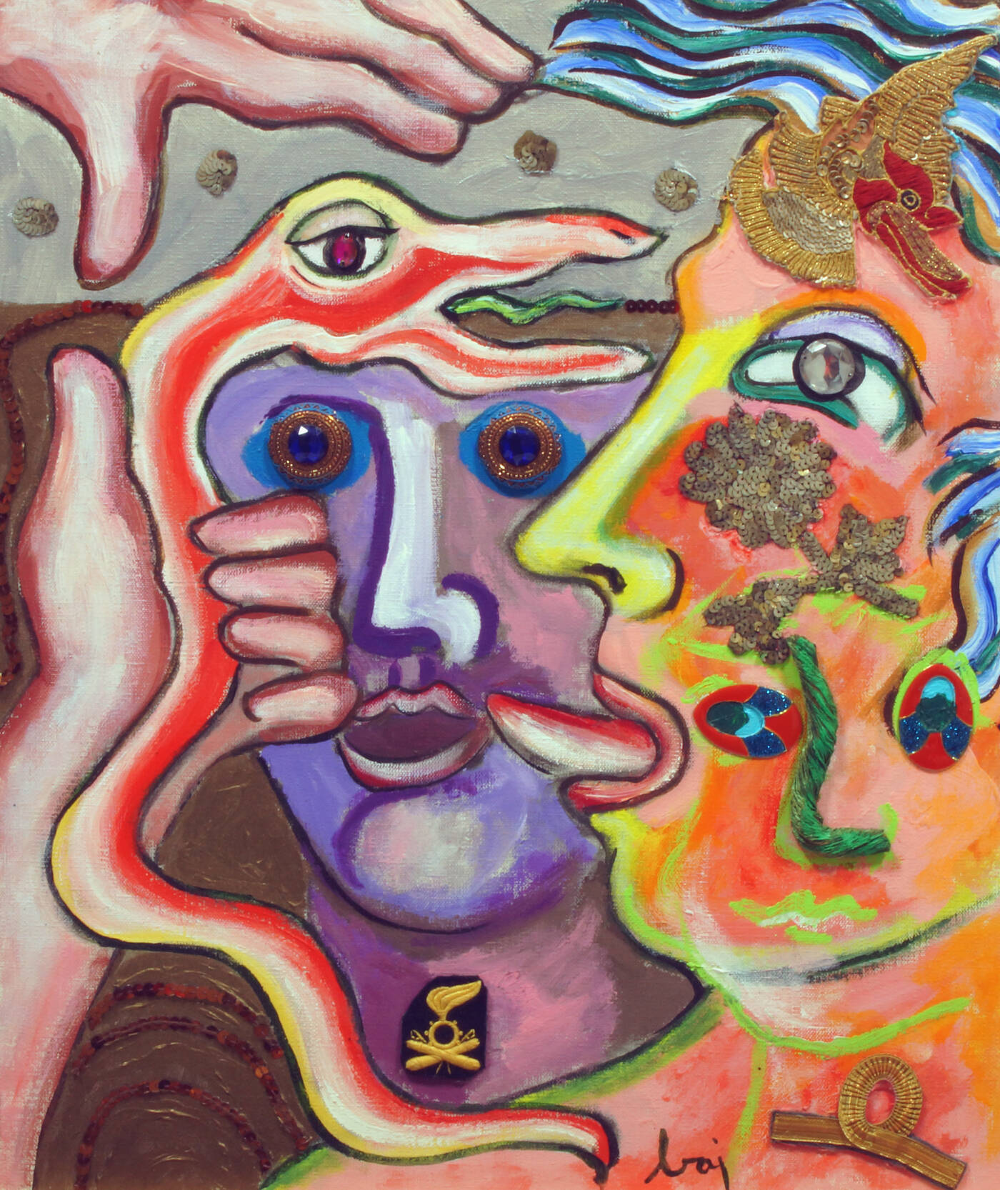 ENRICO BAJ - 'Esibì la sua lingua al serpente' 1991