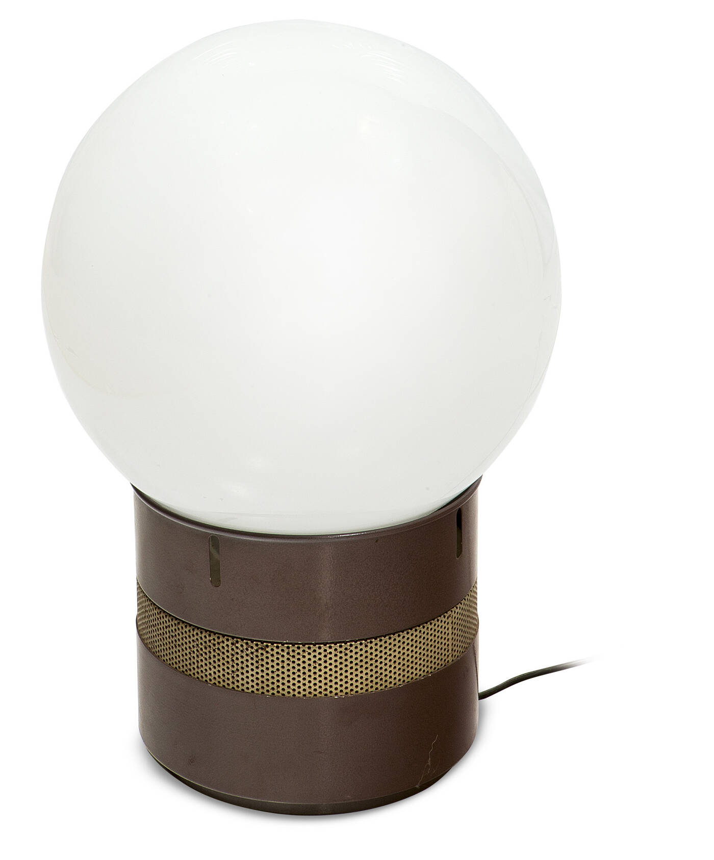 GAE AULENTI - Oracolo <br>Lampada con struttura in metallo laccato e diffusore in vetro opalino.