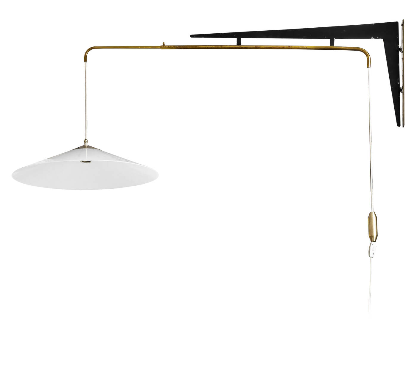 STILUX - Lampada da parete con braccio orientabile in metallo laccato e stelo telescopico in ottone lucido.