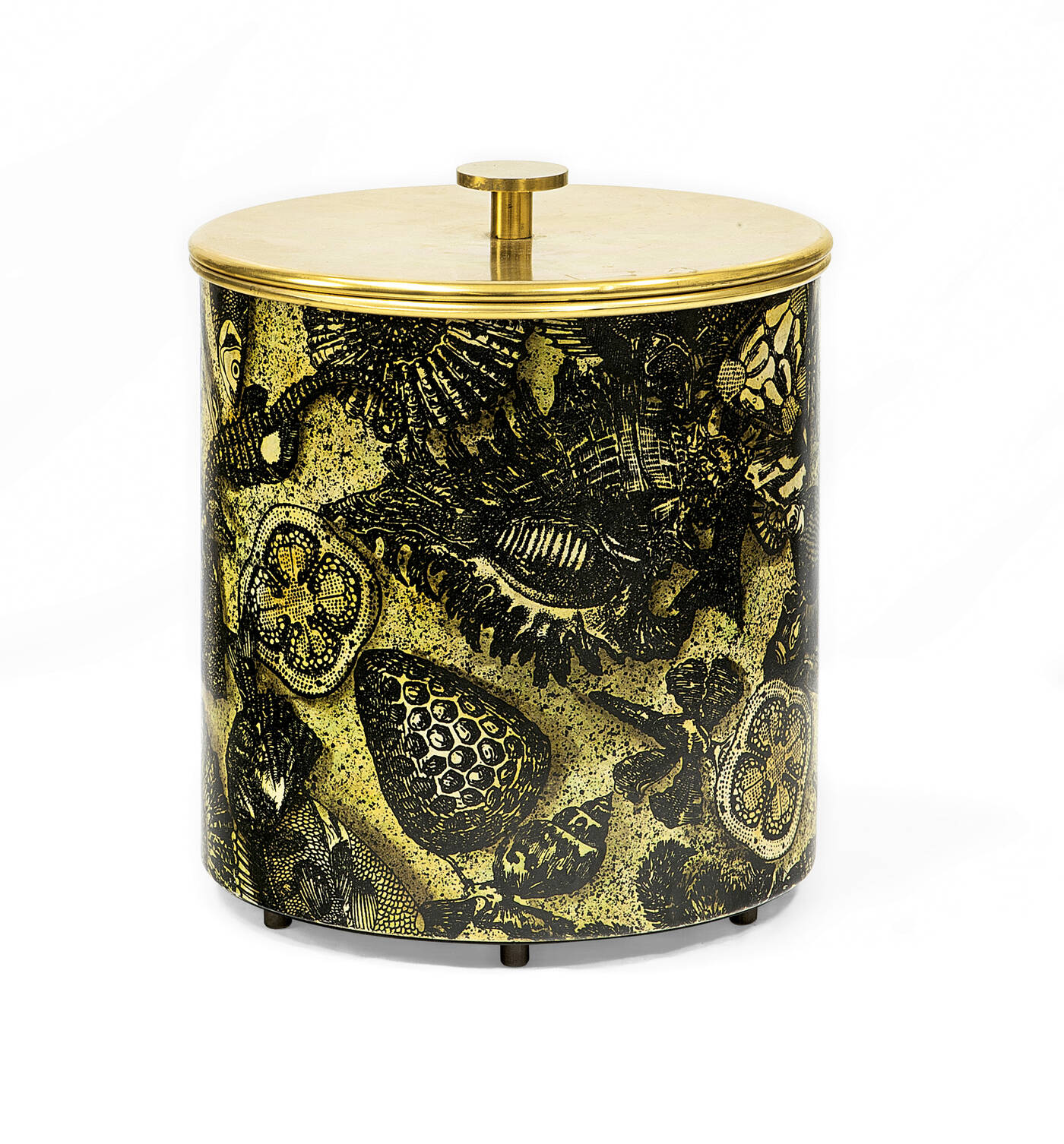 PIERO FORNASETTI - Portaghiaccio realizzato in ottone con decorazioni a serigrafia.