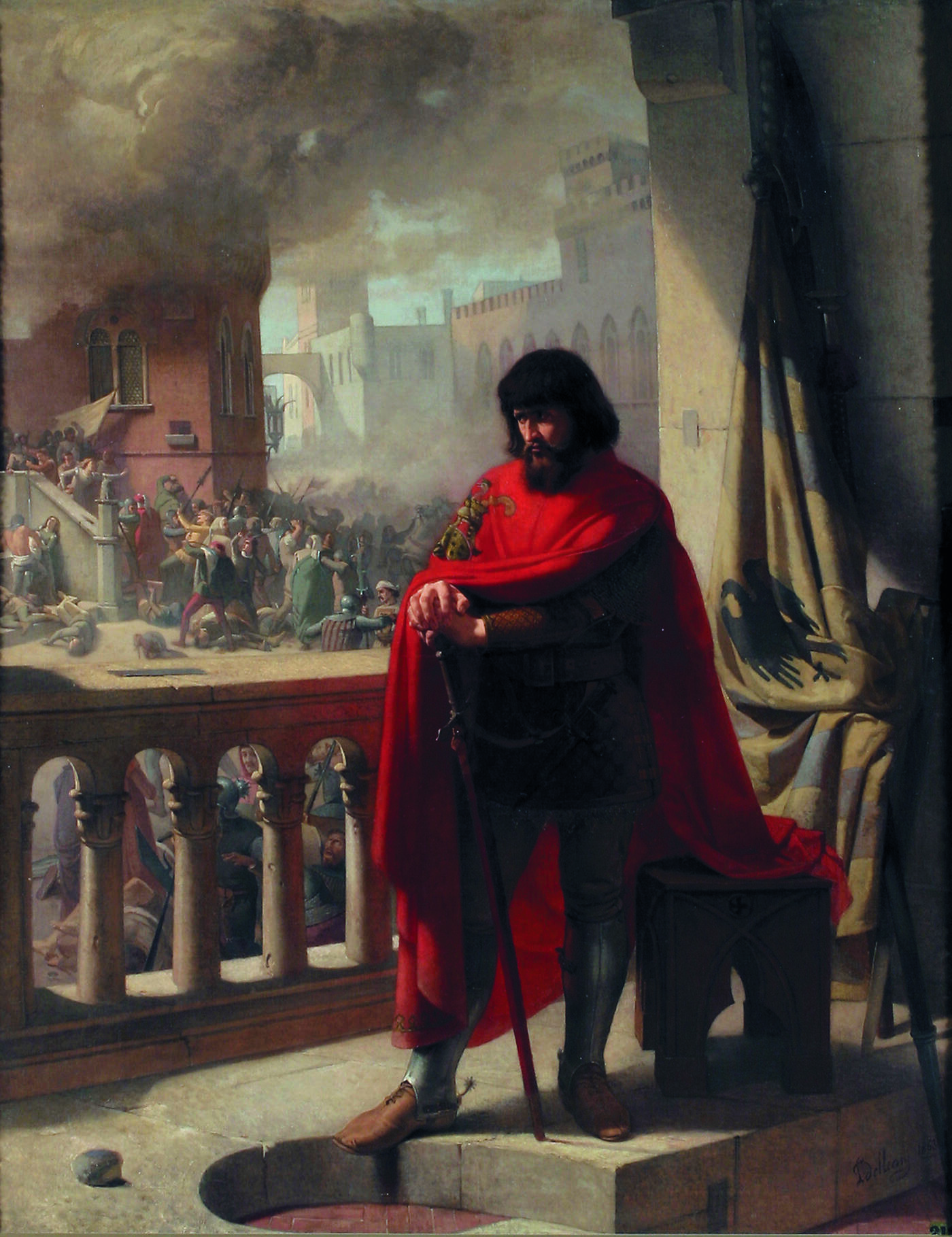 LORENZO DELLEANI - 'Ezzelino da Romano contempla l'eccidio<br>di Vicenza' 1863
