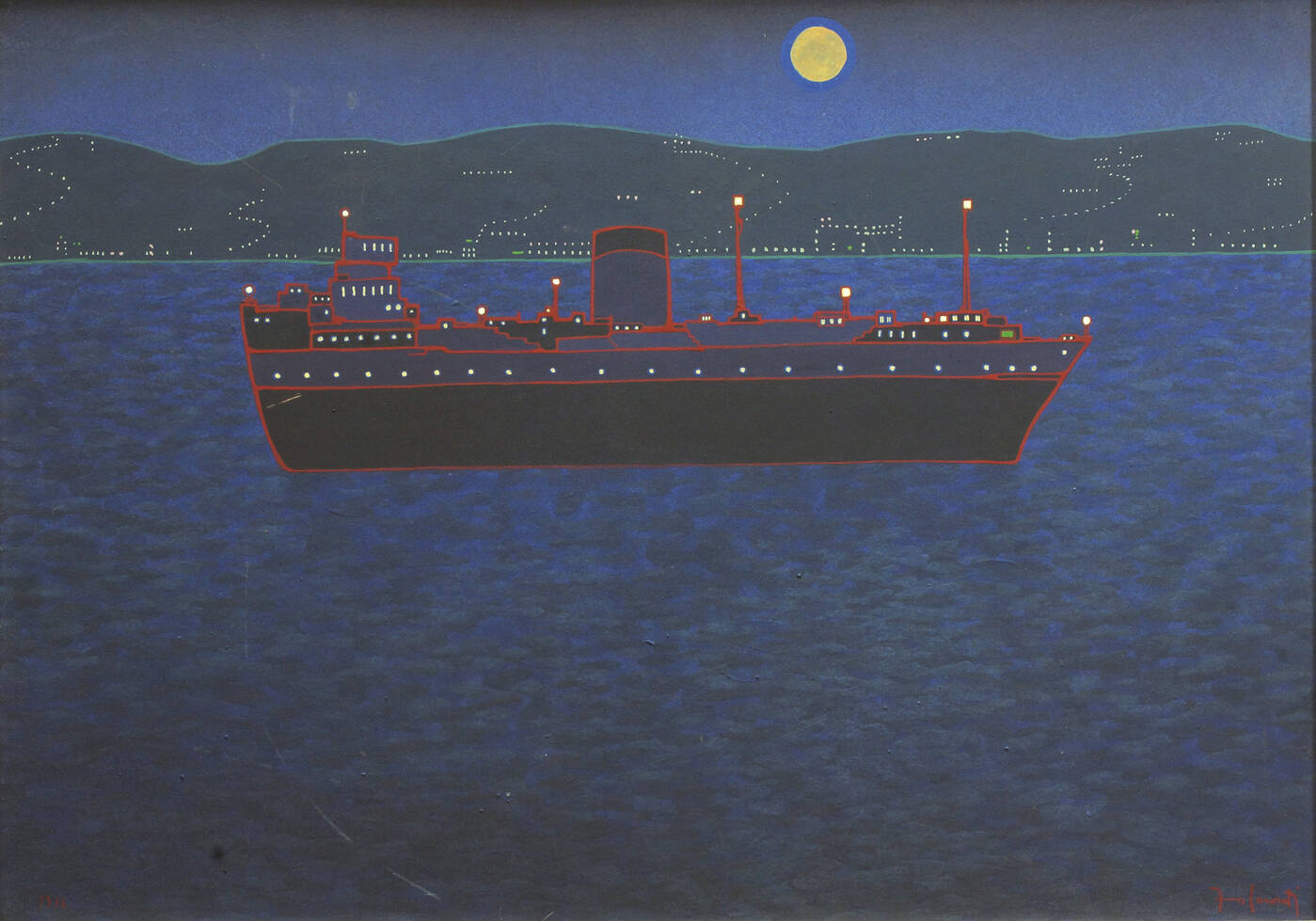 FRANCESCO CASORATI - 'La nave di notte' 1976