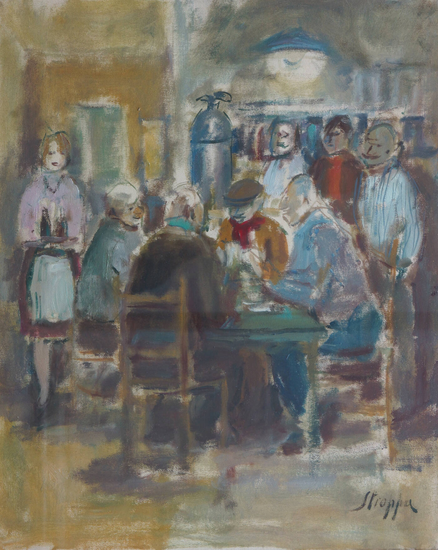 LEONARDO STROPPA - 'Interno di osteria' 1950