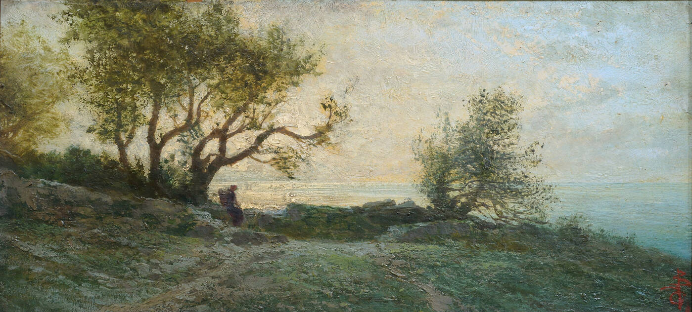 GIACINTO BO - 'Paesaggio marino con figura'