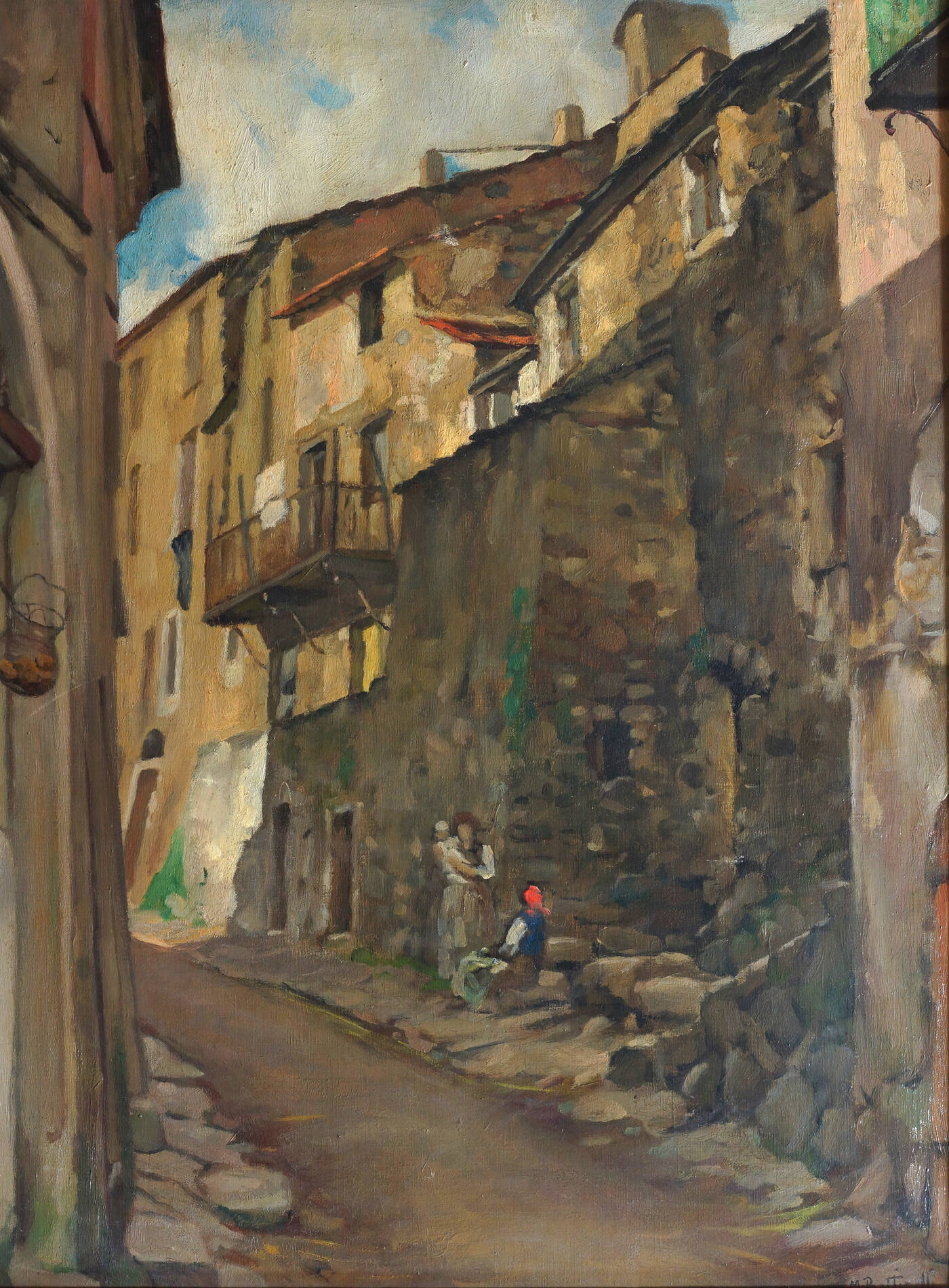 MARIO GIUSEPPE BETTINELLI - 'Case di paese con figure'