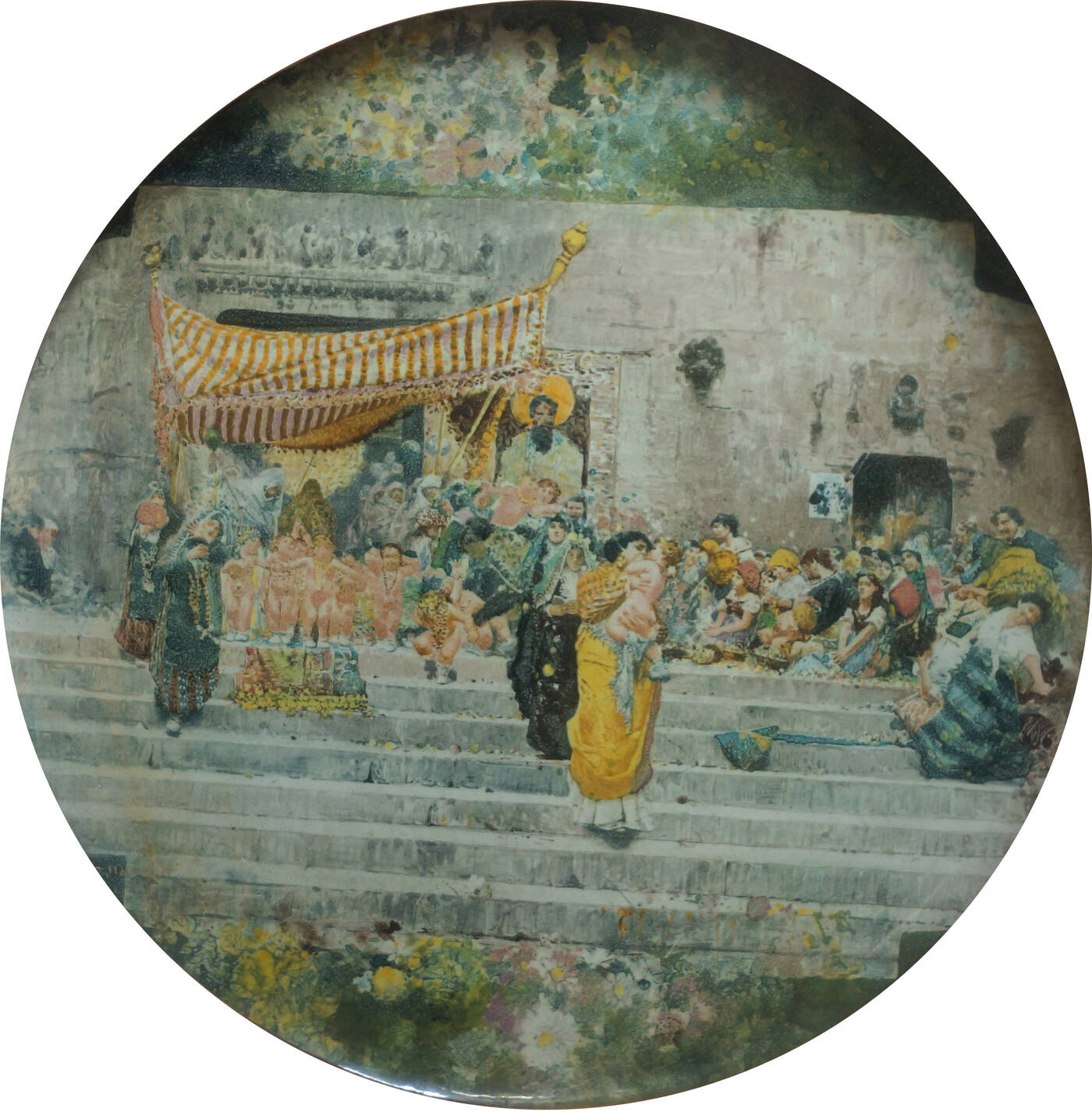 PIATTO IN CERAMICA - 'Scena con figure femminili e infanti'